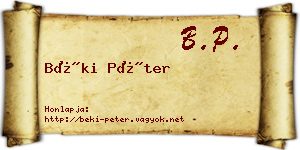 Béki Péter névjegykártya