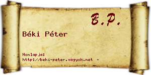 Béki Péter névjegykártya