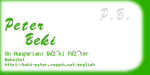 peter beki business card